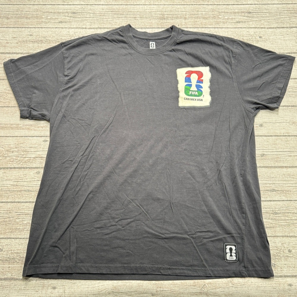 FIFA World Cup T-Shirt Men's 2XL Gray CAN MEX USA Graphic Soccer Sports Trophy